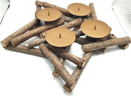 fir wood twigs star candle stand