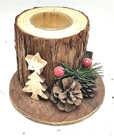 fir wood trunk bark  tea lighter holder
