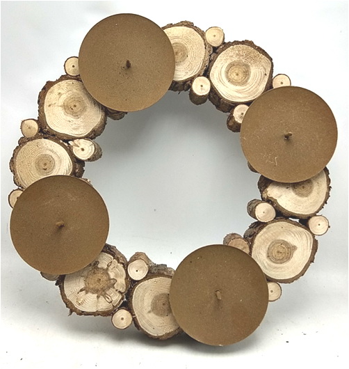 fir wood twigs wreath with candle holder plate