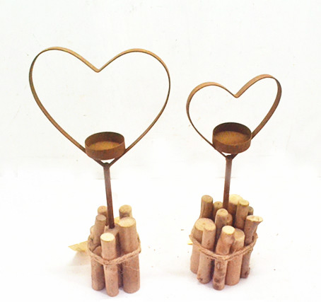 wooden heart tealight holders