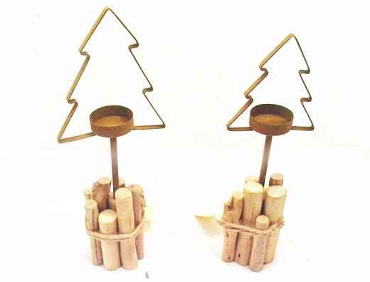 wooden christmas tree tealight holders