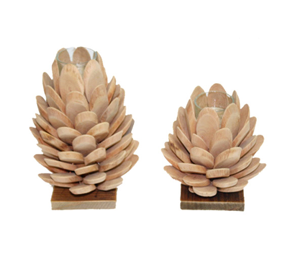 wooden lotus tealight holder