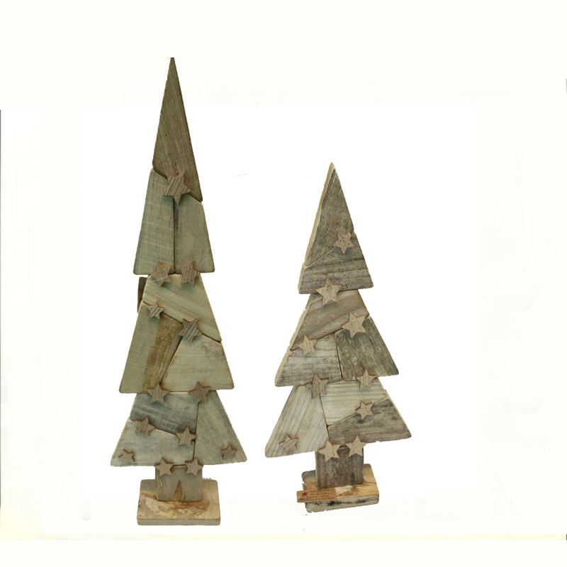 Wooden standing christmas tree with stars