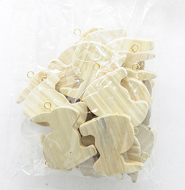 Wooden Rabbit slices  with hook for DIY