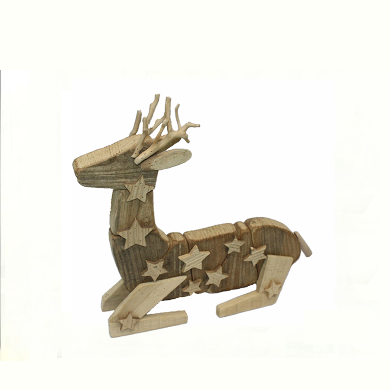 Driftwood kneeling reindeer for christams decorations