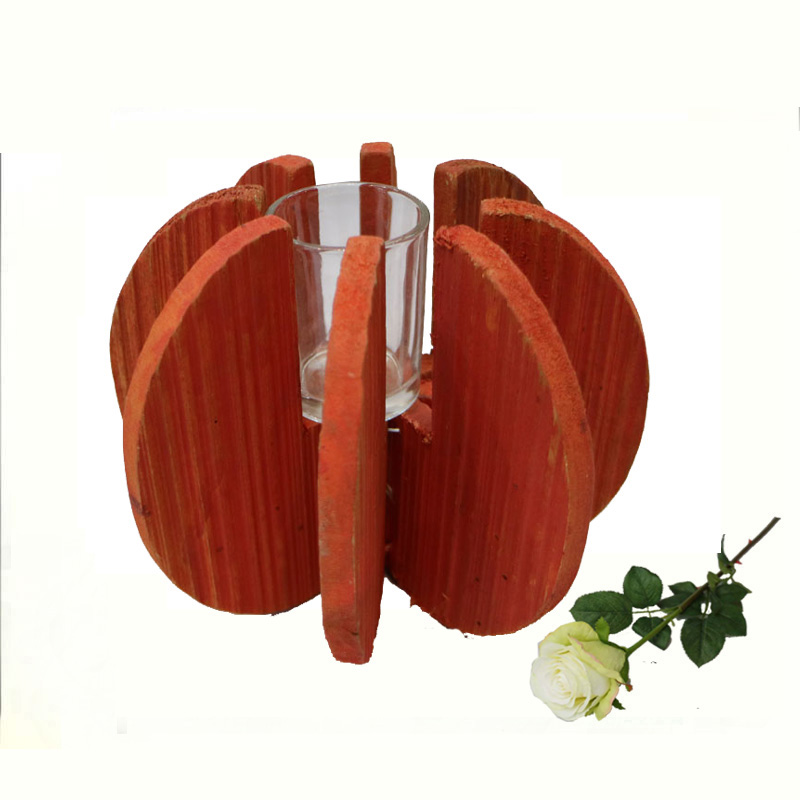 wooden Halloween pumpkin candle holders