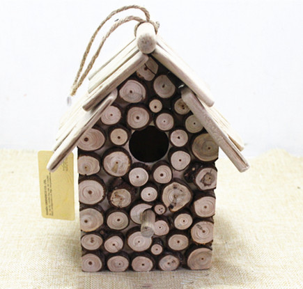primitive small firwood birdhouse