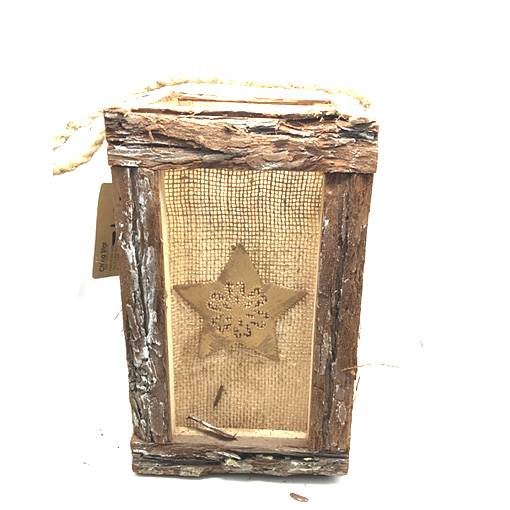 wooden christmas wood lantern with jute