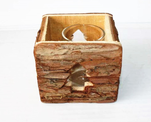 Custom Carved Initials Wood Tealight holder