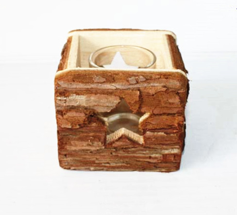 Custom Carved Initials Wood Tealight holder